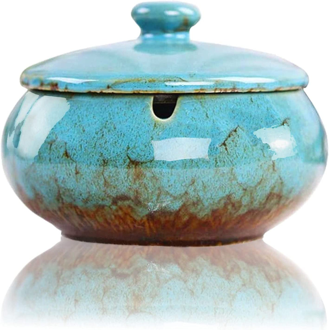 Handmade Ceramic Ashtray for Home Decoration, Blue