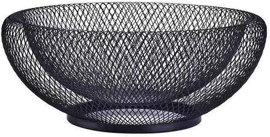 Metal Mesh Fruit Basket, Black Round Decorative Fruit Bowl