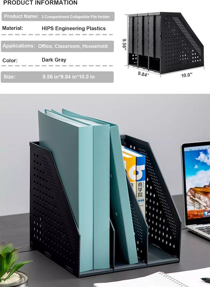 Collapsible Magazine File Holder/Desk Organizer for Office Organization