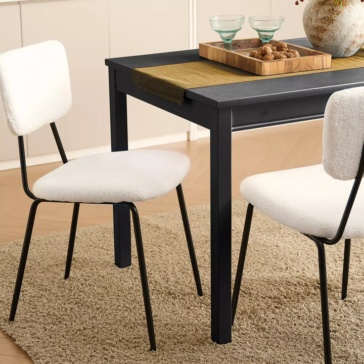 OAKHAM Dining Chairs Set of 4, Boucle Dining Chairs Modern Sherpa Kitchen Chairs