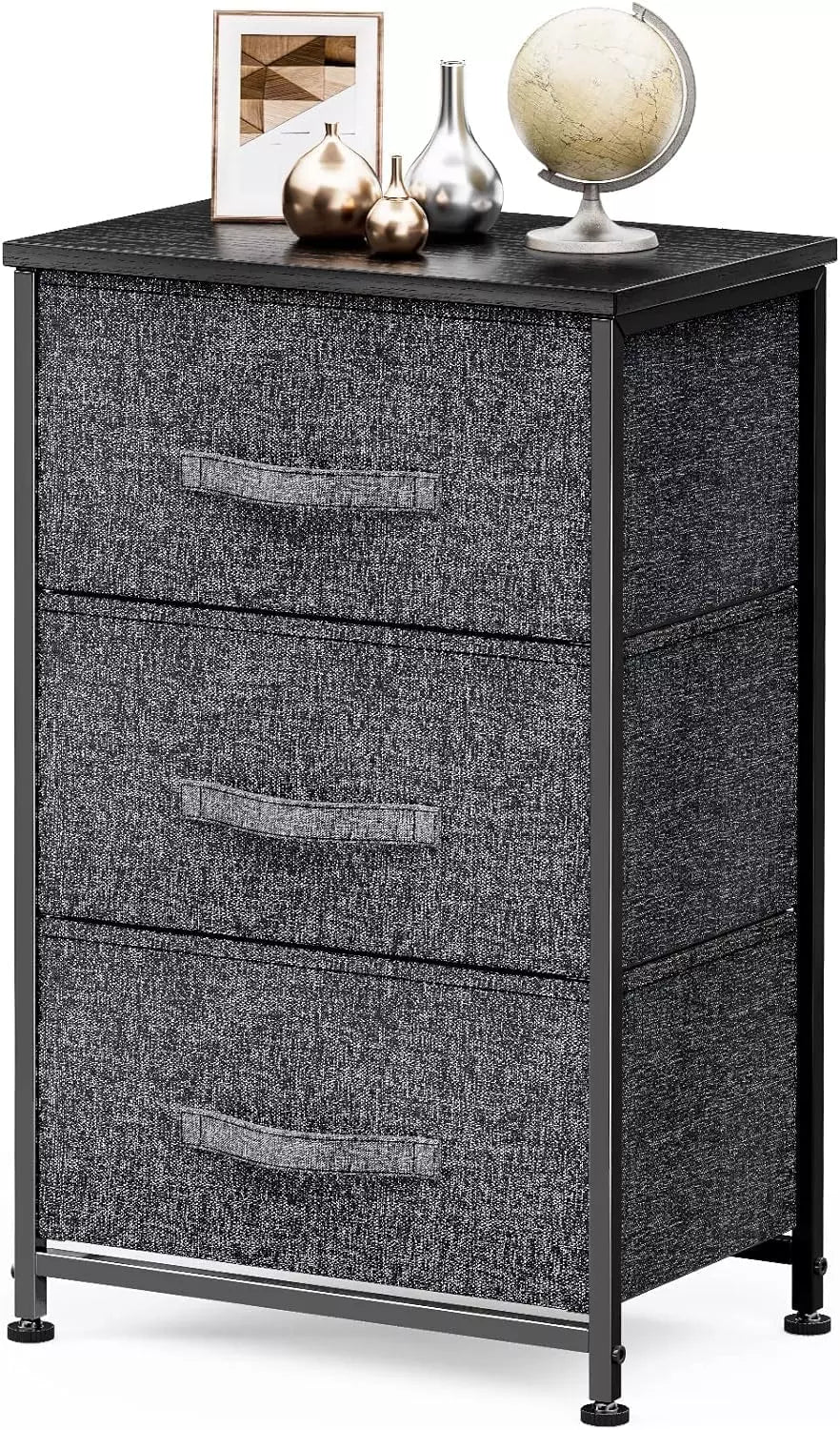 Pipishell Fabric Dresser 3 Drawers Nightstand, Vertical Storage Drawer