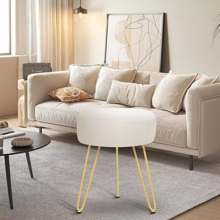 Multifunctional Vanity Stool - Footstool with Golden Metal Leg