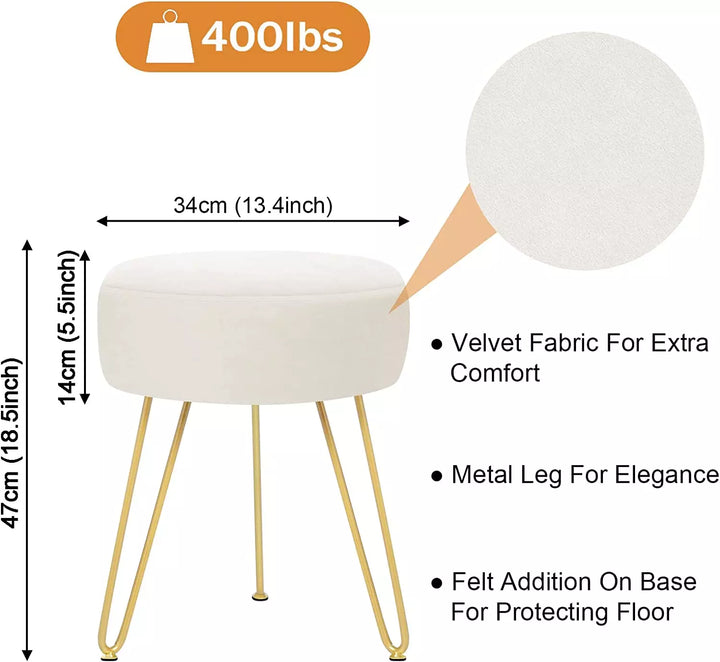 Multifunctional Vanity Stool - Footstool with Golden Metal Leg