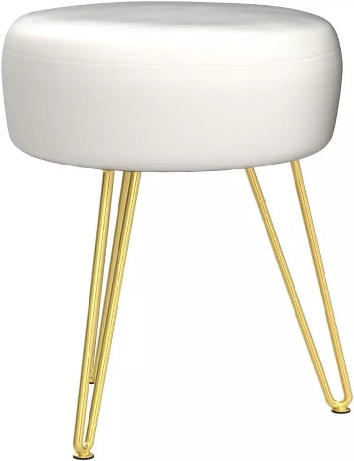 Multifunctional Vanity Stool - Footstool with Golden Metal Leg