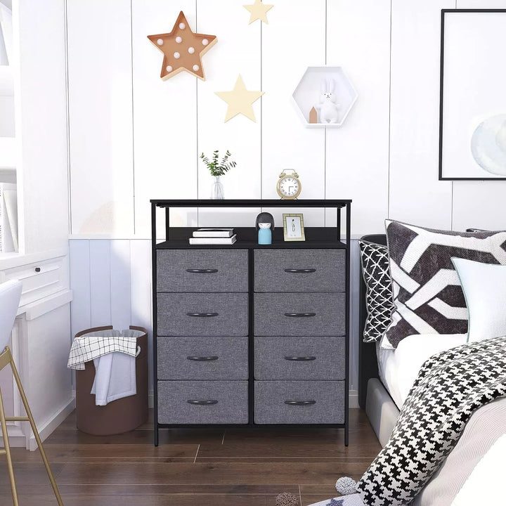 Dresser for Bedroom, 8 Drawer Dresser with Shelves