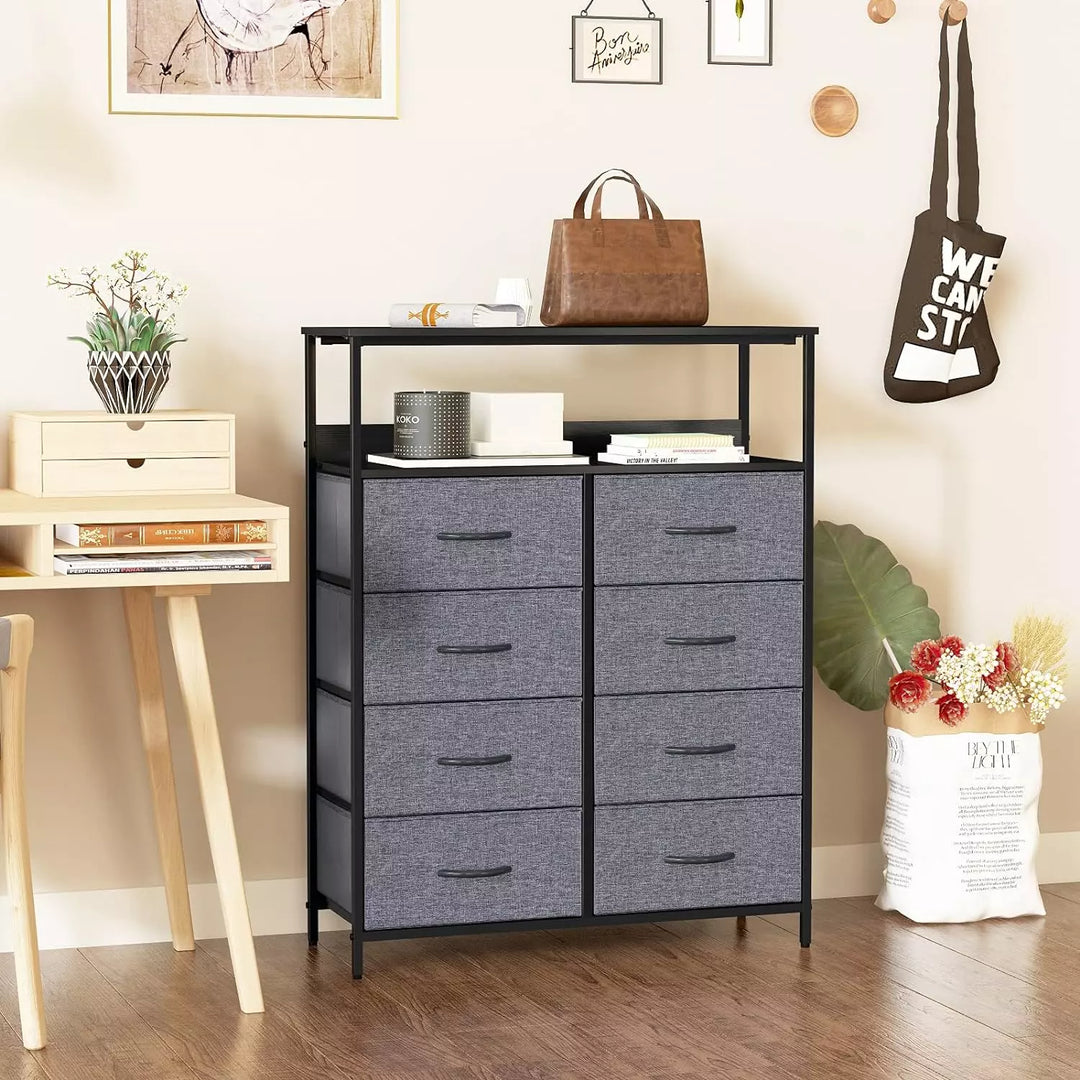 Dresser for Bedroom, 8 Drawer Dresser with Shelves