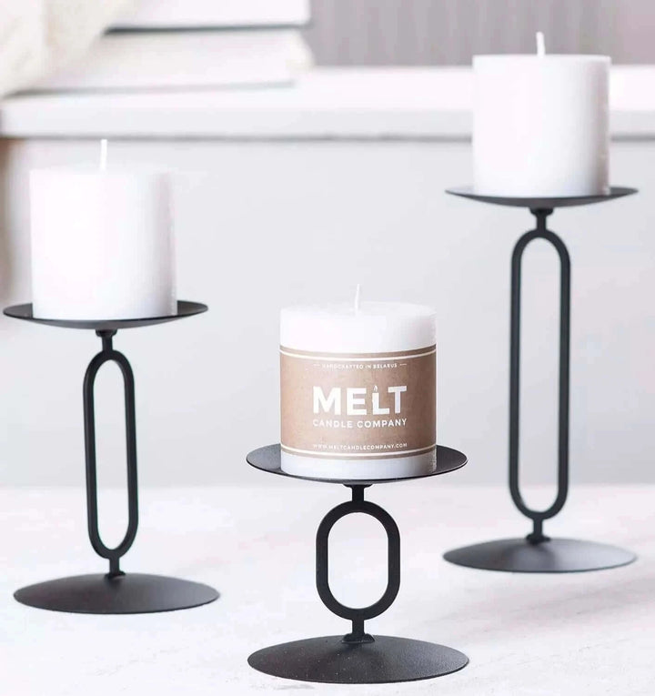 Set of 3 Black Metal Base Candleholders