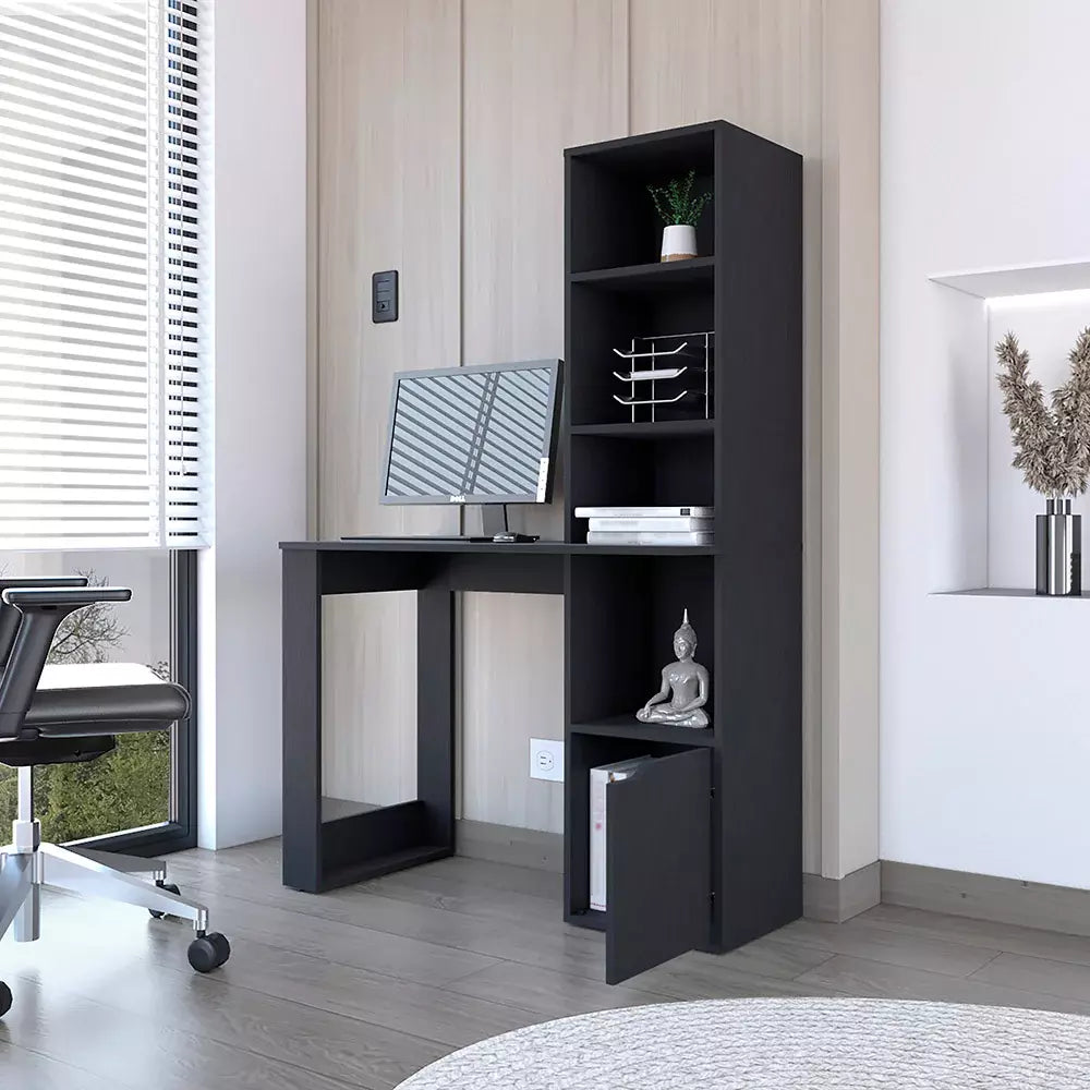 Office Desk Aragon with Four-Tier Bookcase and Lower Cabinet