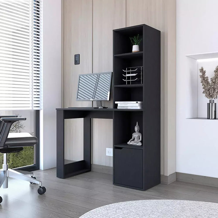 Office Desk Aragon with Four-Tier Bookcase and Lower Cabinet