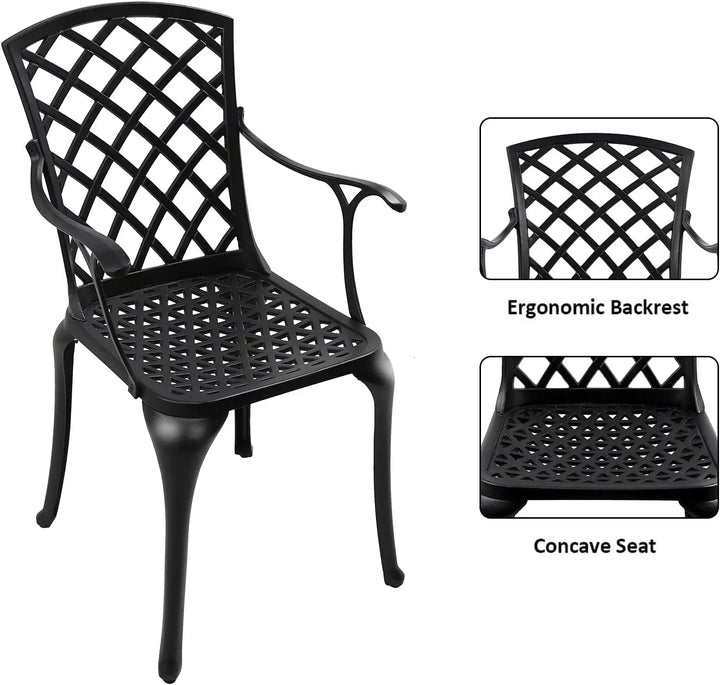 Outdoor Dining Chairs, Patio Dining Chairs, Cast Aluminum Chair, Black