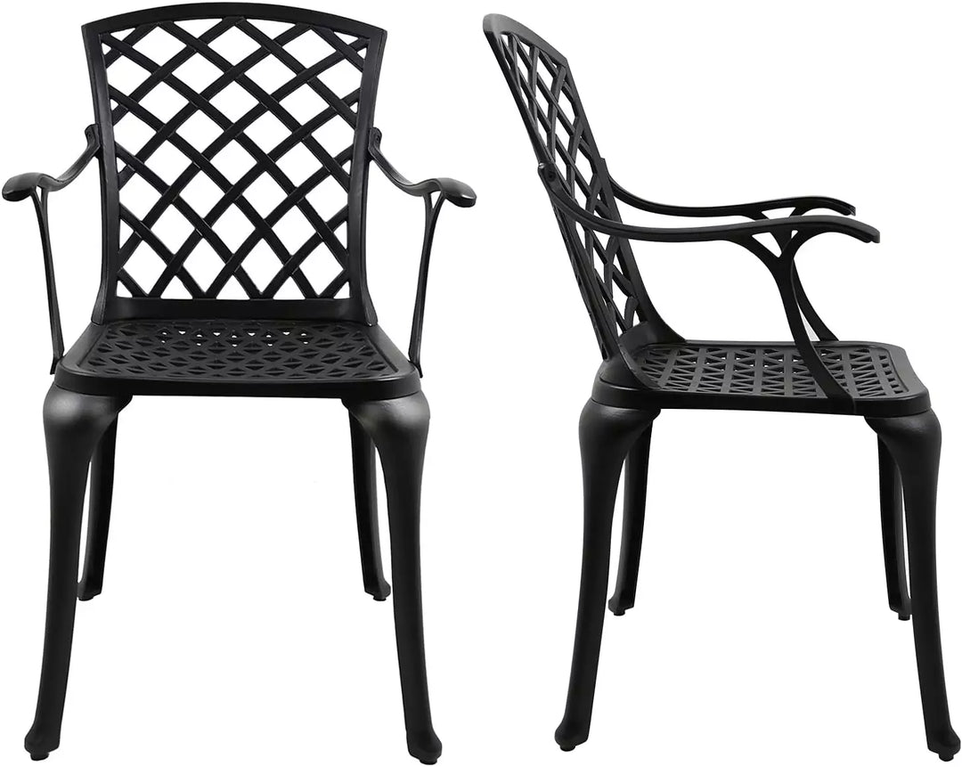 Outdoor Dining Chairs, Patio Dining Chairs, Cast Aluminum Chair, Black