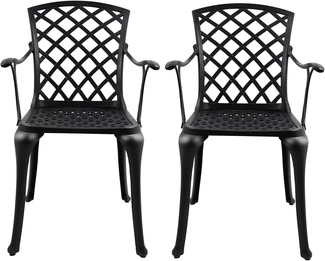 Outdoor Dining Chairs, Patio Dining Chairs, Cast Aluminum Chair, Black