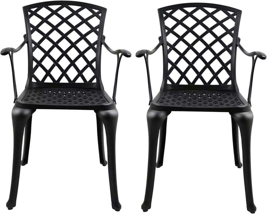 Outdoor Dining Chairs, Patio Dining Chairs, Cast Aluminum Chair, Black