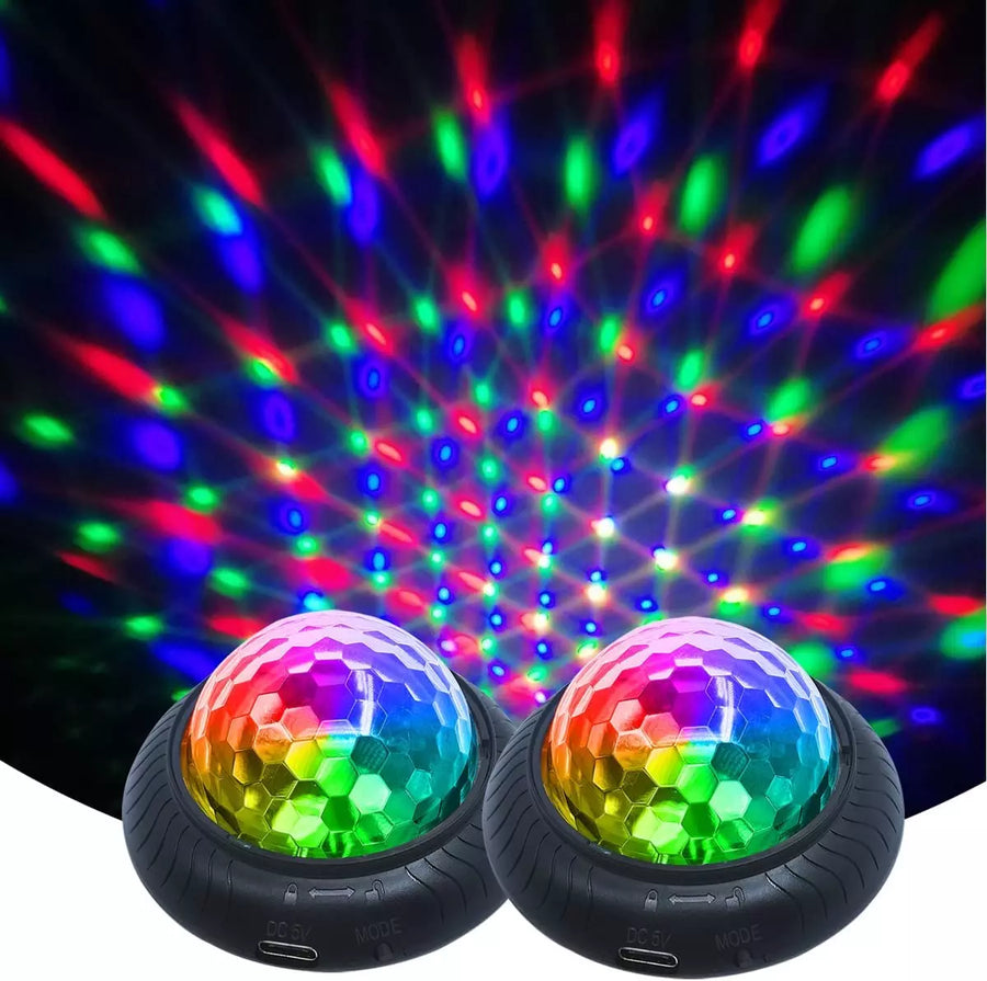 Set of 2 Portable DJ Light Ball, Multicolor Sound Activated Disco Ball