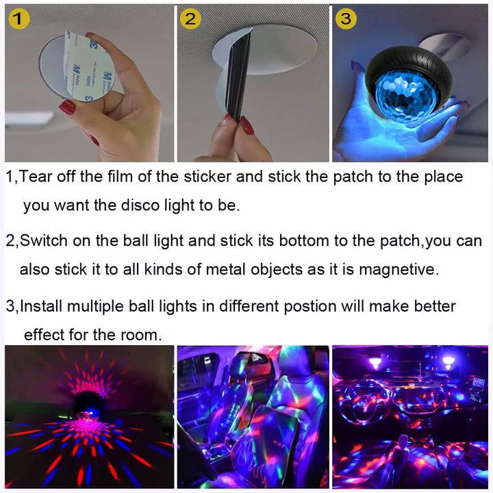 Set of 2 Portable DJ Light Ball, Multicolor Sound Activated Disco Ball