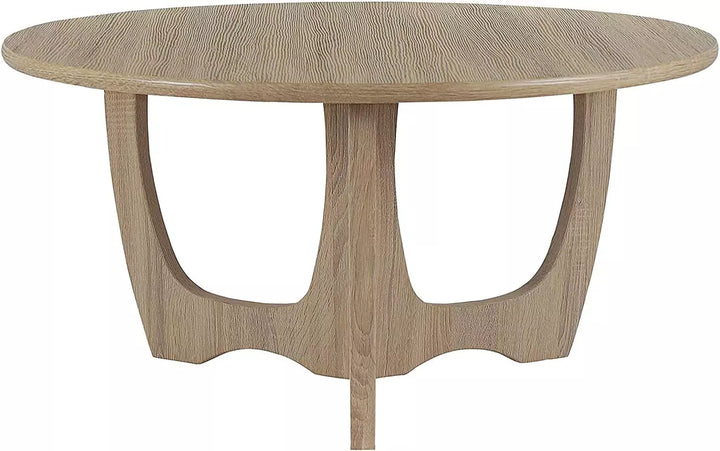 Wooden Round Coffee Table with Curved Leg