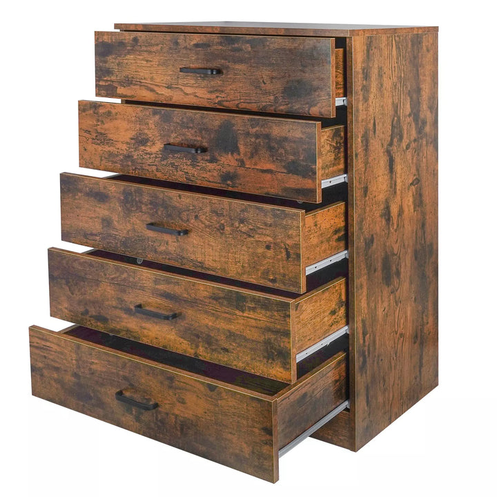 Rustic 5 Drawer Dresser, Chest of Drawers for Bedroom, Modern Cabinet