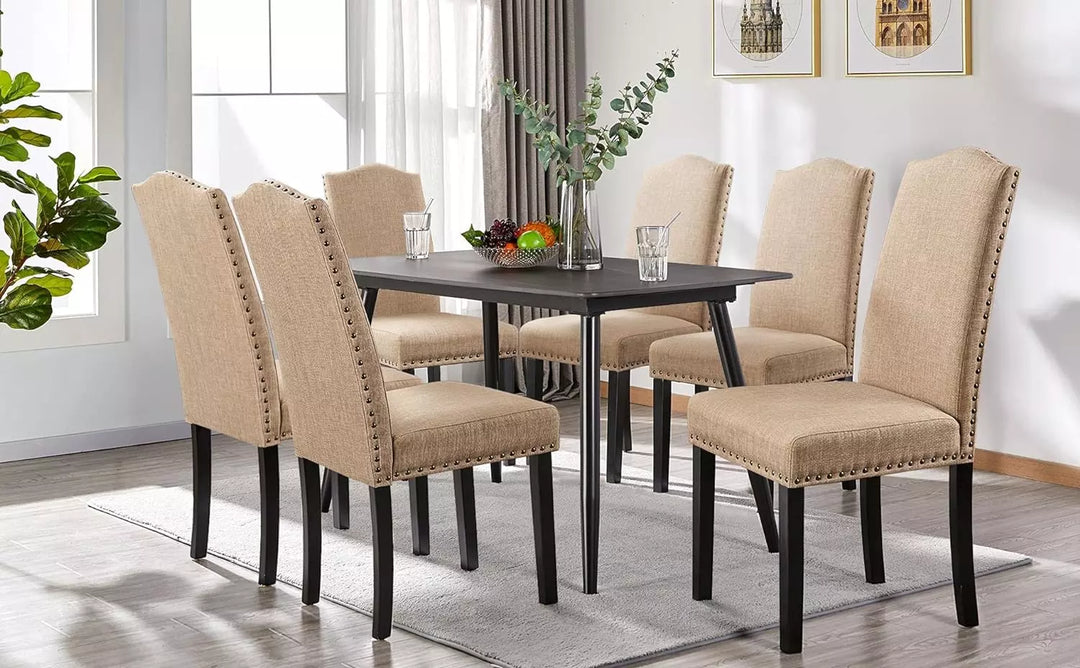 Dining Chairs Set of 6 Upholstered Parsons, Kitchen or Living Room