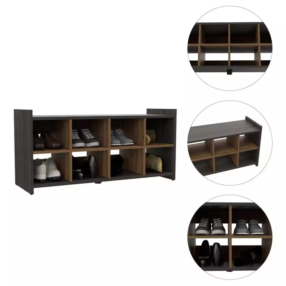 Shoe Rack Augusta, Eight Shoe Capacity, Mahogany Finish