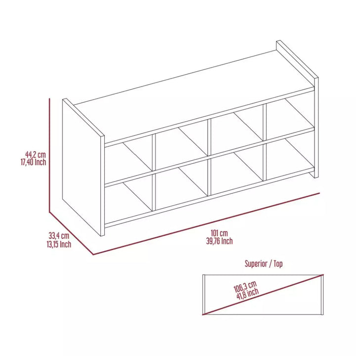 Shoe Rack Augusta, Eight Shoe Capacity, Mahogany Finish