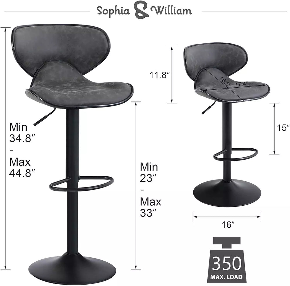 Swivel Bar Stools Set of 2 Adjustable Counter Height Bar Stools