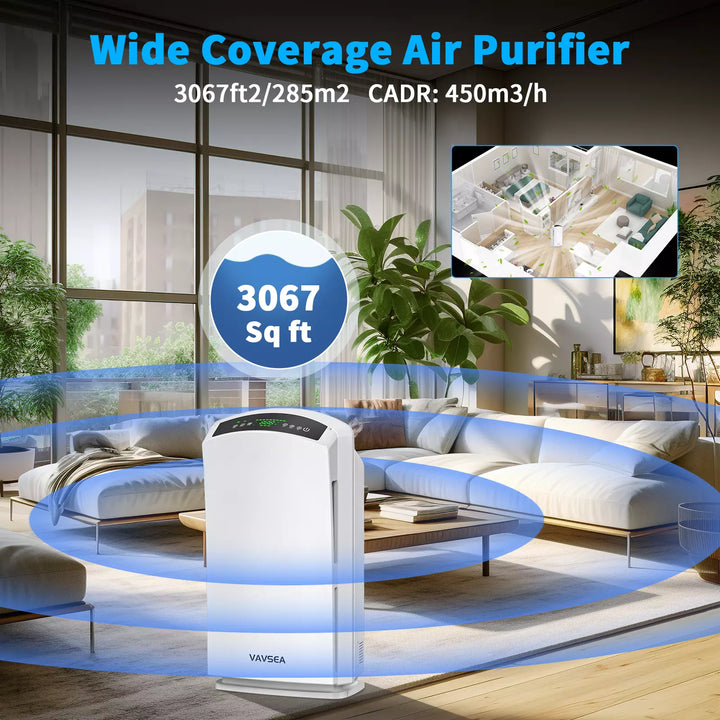 VAVSEA HEPA Air Purifier: Large Room, 3067 Sq Ft Coverage