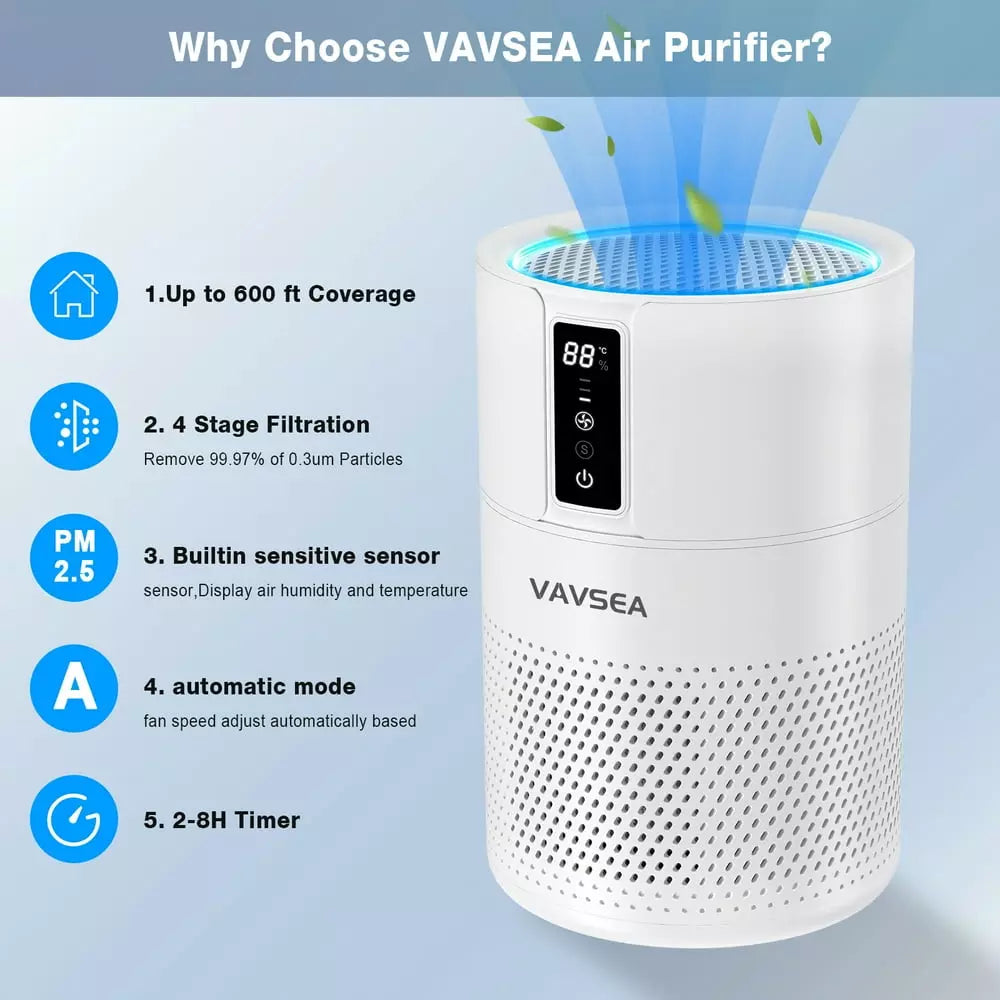 VAVSEA HEPA Air Purifier: Large 600 Sq ft Coverage