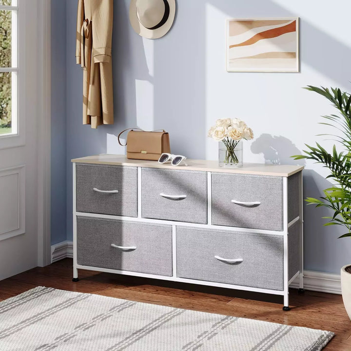 WLIVE Dresser for Bedroom with 5 Drawers, Wide Chest of Drawers