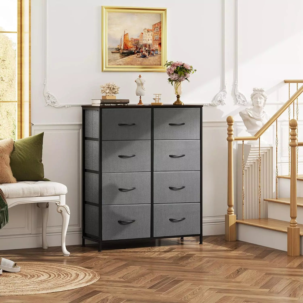 WLIVE Fabric Dresser for Bedroom, Tall Dresser with 8 Drawers