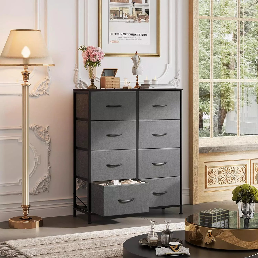 WLIVE Fabric Dresser for Bedroom, Tall Dresser with 8 Drawers